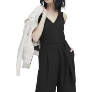 Banana Republic belted V-neck wide Leg sleeveless jumpsuit black women's size 00